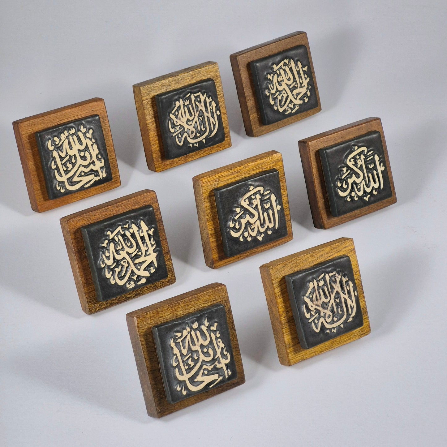 Keceramics  Matte Black Arabic Calligraphy Khat Zikir  Wall Plaque/ Table Plaque /Paper Weight/ (7x7x2cm) Islamic Decoration Door Gift