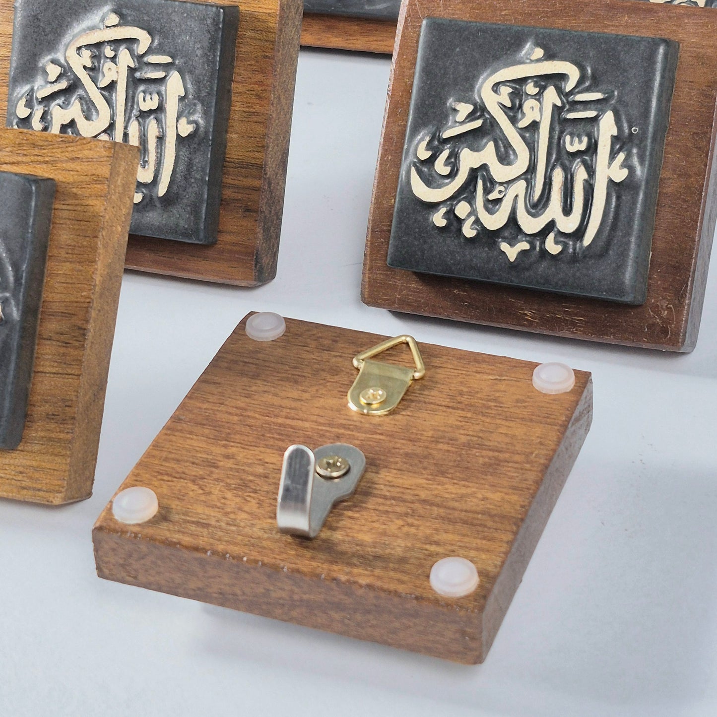 Keceramics  Mixed Matte Black Matte White Arabic Calligraphy Khat Zikir  Wall Plaque/ Table Plaque /Paper Weight/ (7x7x2cm) Islamic Decoration Door Gift