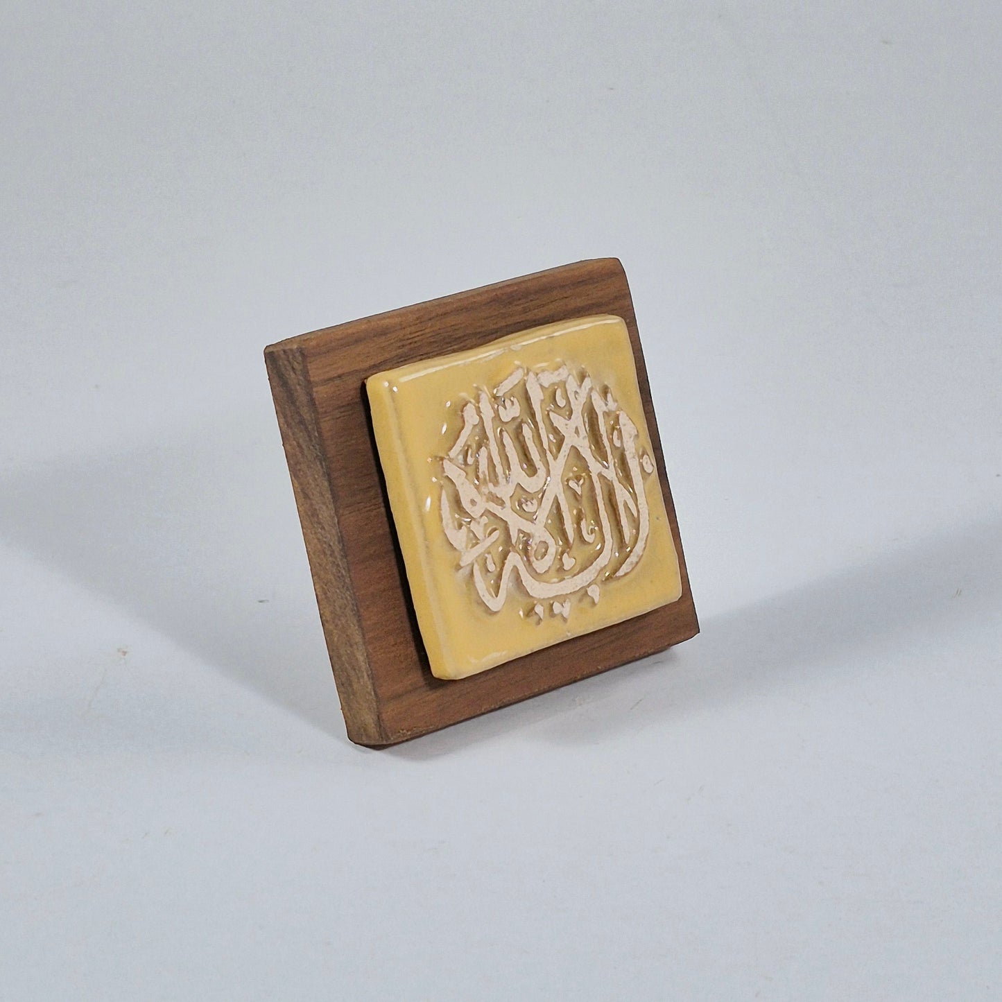 Keceramics  Pastel Glaze Arabic Calligraphy Khat Zikir  Wall Plaque/ Table Plaque /Paper Weight/ (7x7x2cm) Islamic Decoration Door Gift